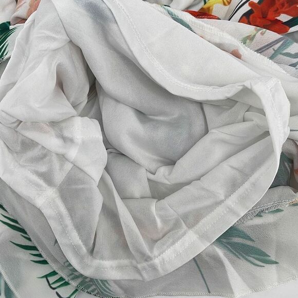 Prettylittlething Womens Tropical Paradise Tie Romper V Neck Green White Size 2 - Picture 4 of 10